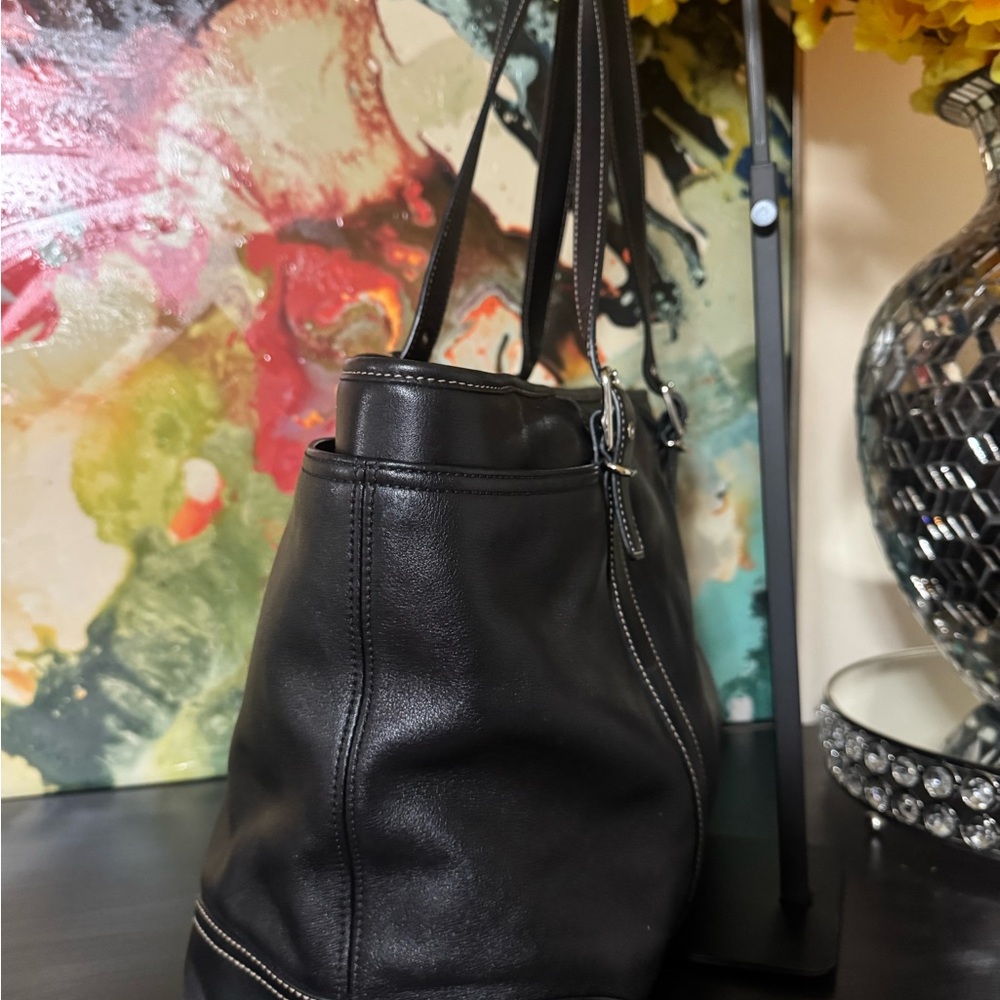 Coach Black Leather Tote Bag - Picture 3 of 10